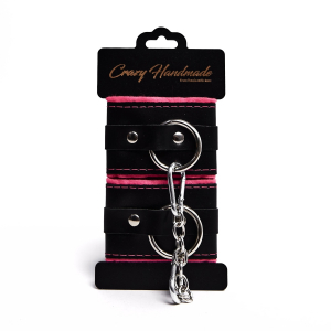 Наручники с мягкой розовой подкладкой "Crazy Handmade" кожа